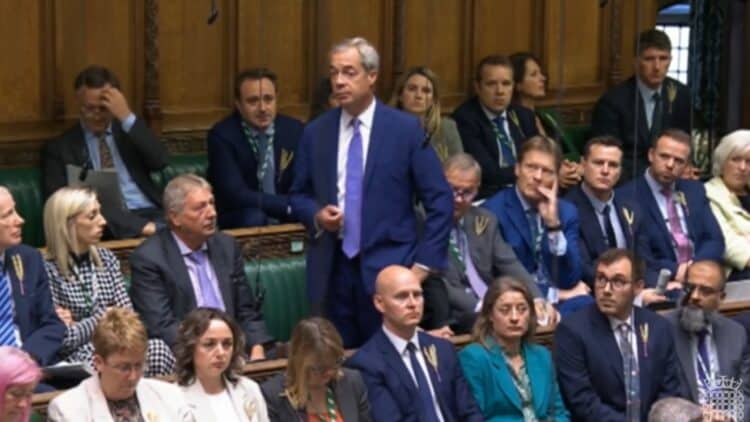 Nigel Farage was met with a wall of noise when he tried to repeat a right-wing conspiracy theory at PMQs.